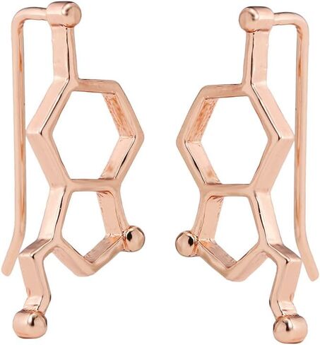 WLL Gold Silver Serotonin Molecule Earrings Organic Chemistry Jewelry for Science Lovers Gifts in Kuwait