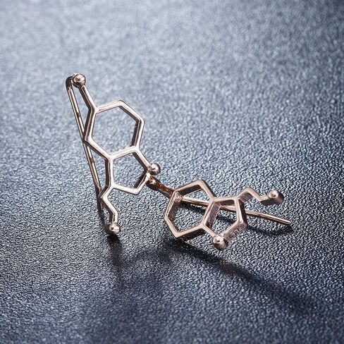 WLL Gold Silver Serotonin Molecule Earrings Organic Chemistry Jewelry for Science Lovers Gifts in Kuwait