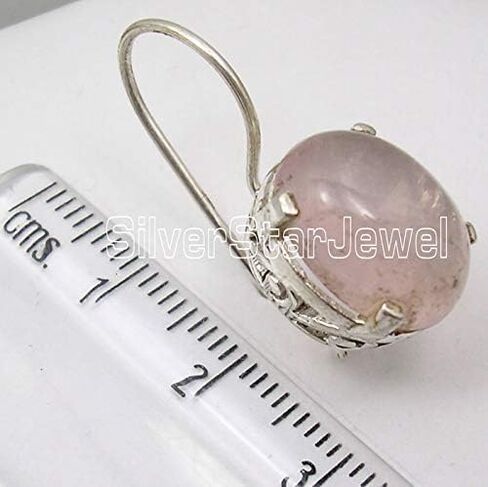 أقراط كوارتز وردية من الفضة الإسترليني الصلبة مقاس 1.1 بوصة هدية زفاف in Kuwait