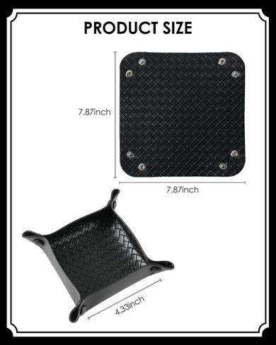 صينية تخزين من جلد البولي يوريثان، منظم تخزين سطح المكتب، طبق سفر للمجوهرات، محفظة مفاتيح، ساعة عملات معدنية (10-بيج-1 قطعة) in Kuwait