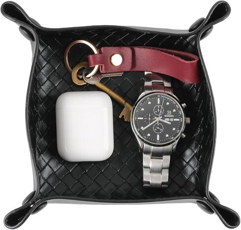 صينية تخزين من جلد البولي يوريثان، منظم تخزين سطح المكتب، طبق سفر للمجوهرات، محفظة مفاتيح، ساعة عملات معدنية (10-بيج-1 قطعة) in Kuwait