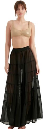 Long Skirt for Women's | Chiffon Elastic Waist Tiered Maxi Skirts | A-Line Casual Women Clothing in Saudi Arabia
