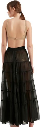 Long Skirt for Women's | Chiffon Elastic Waist Tiered Maxi Skirts | A-Line Casual Women Clothing in Saudi Arabia
