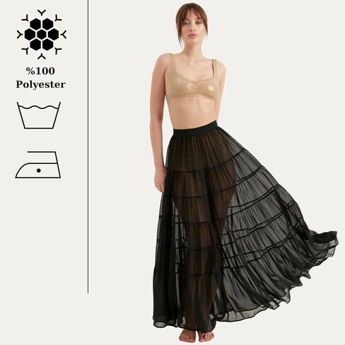 Long Skirt for Women's | Chiffon Elastic Waist Tiered Maxi Skirts | A-Line Casual Women Clothing in Saudi Arabia