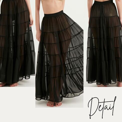Long Skirt for Women's | Chiffon Elastic Waist Tiered Maxi Skirts | A-Line Casual Women Clothing in Saudi Arabia