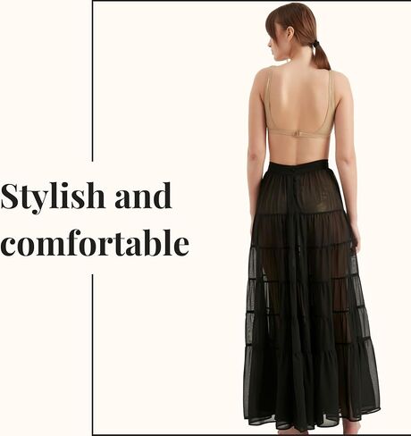 Long Skirt for Women's | Chiffon Elastic Waist Tiered Maxi Skirts | A-Line Casual Women Clothing in Saudi Arabia