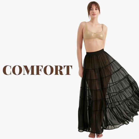 Long Skirt for Women's | Chiffon Elastic Waist Tiered Maxi Skirts | A-Line Casual Women Clothing in Saudi Arabia