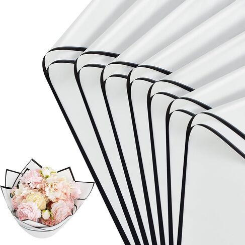 BEISHIDA 20 ورقة من ورق تغليف الزهور الصفراء الفاتحة، ورق الأزهار، ورق الباقة، ورق غير لامع مع حواف سوداء للتخرج وعيد الميلاد وعيد الحب وأعياد الميلاد وتغليف الهدايا باقة الزهور in Kuwait