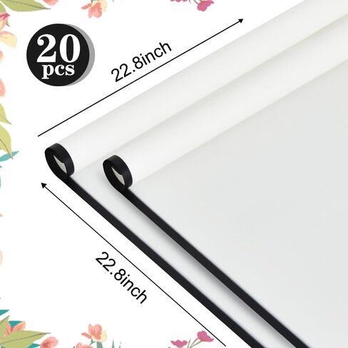 BEISHIDA 20 ورقة من ورق تغليف الزهور الصفراء الفاتحة، ورق الأزهار، ورق الباقة، ورق غير لامع مع حواف سوداء للتخرج وعيد الميلاد وعيد الحب وأعياد الميلاد وتغليف الهدايا باقة الزهور in Kuwait