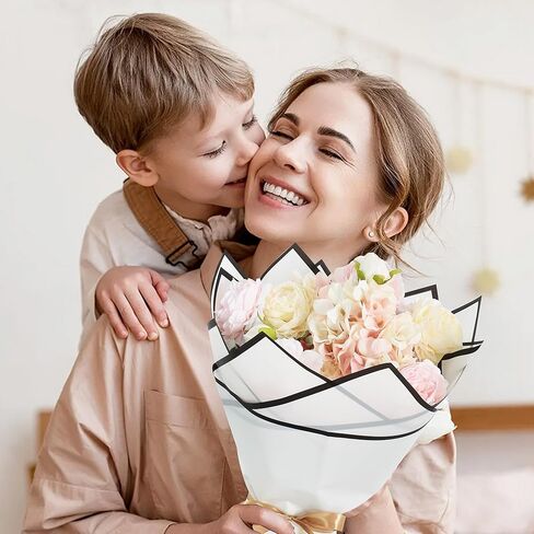 BEISHIDA 20 ورقة من ورق تغليف الزهور الصفراء الفاتحة، ورق الأزهار، ورق الباقة، ورق غير لامع مع حواف سوداء للتخرج وعيد الميلاد وعيد الحب وأعياد الميلاد وتغليف الهدايا باقة الزهور in Kuwait