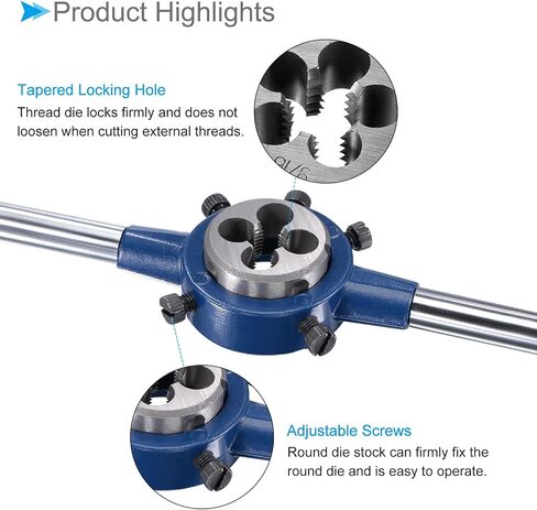 مجموعة مقبض المخزون من Tap and Die، 9/16-12 UNC Die & Fit 26mm-38mm OD / M12-M16 Die، مجموعة أدوات التنصت على الخيوط الفولاذية عالية السرعة ومفتاح الربط - (التطبيقات: لإصلاح الخيوط) in Kuwait