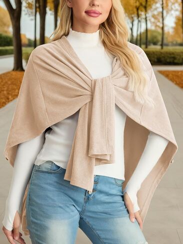 Women's Shawls and Cardigan Open Front Poncho Cape Autumn and winter all-match Wraps in Saudi Arabia