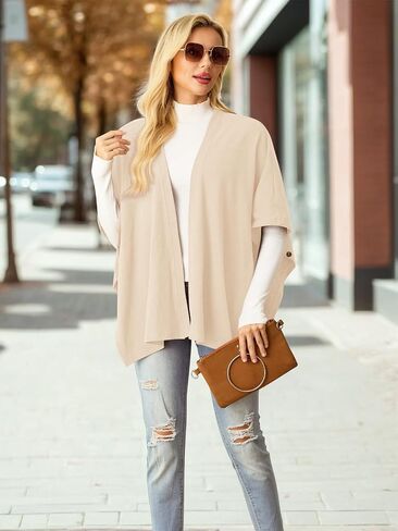 Women's Shawls and Cardigan Open Front Poncho Cape Autumn and winter all-match Wraps in Saudi Arabia
