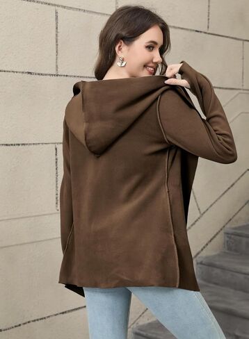 Womens Long Sleeve Hooded Cardigan Sweaters 2024 Fall Oversized Casual Knit Knit Open Front Sweater Coat Pockets in Kuwait