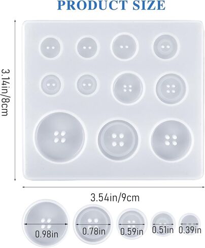 3 Pcs Button Resin Molds Button Resin Silicone Molds Button Shape Moulds Round Button Molds 0.98" 0.78" 0.59" 0.51" 0.39" for Epoxy Resin Casting Clay Handmade Crafts in Saudi Arabia