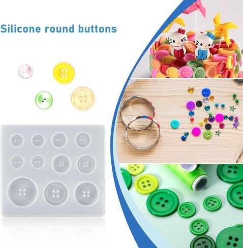 3 Pcs Button Resin Molds Button Resin Silicone Molds Button Shape Moulds Round Button Molds 0.98" 0.78" 0.59" 0.51" 0.39" for Epoxy Resin Casting Clay Handmade Crafts in Saudi Arabia