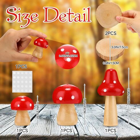 3 Pcs Mini Mushroom Incense Holder Decors Set Red Spot Mushroom Insencents Holder with 2 Pcs Rustic Wood Slices Tray Cute Incense Stick Holders Mushroom Decor Aesthetic Gift for Mother Friends Family in Saudi Arabia