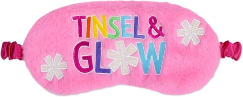 iscream Holiday Cheer Satin-Lined Embroidered Fleece Sleep Mask - Pink Penguin in Kuwait