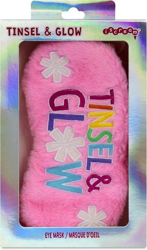 iscream Holiday Cheer Satin-Lined Embroidered Fleece Sleep Mask - Pink Penguin in Kuwait