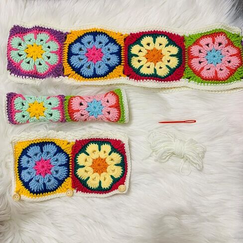 Handmade Crochet Steering Wheel Cover for Women Girl, Galsang Flower Seat Belt Cover. (Steering Wheel Cover) in Saudi Arabia