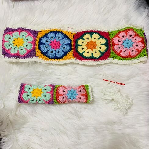 Handmade Crochet Steering Wheel Cover for Women Girl, Galsang Flower Seat Belt Cover. (Steering Wheel Cover) in Saudi Arabia