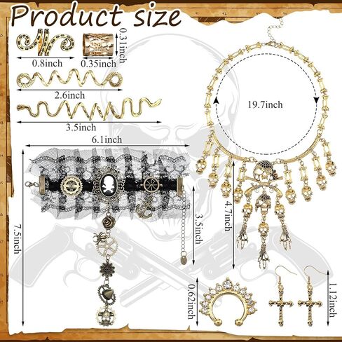 26 Pcs Women Pirate Costume Accessories Set Pirate Head Scarf Sash Pirate Bracelet Necklace Jewelry Set for Cosplay in Saudi Arabia