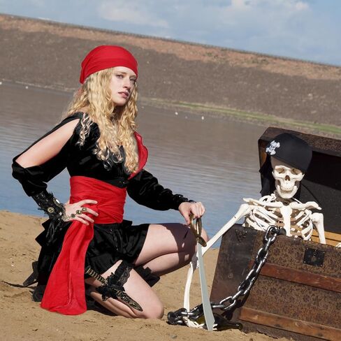 26 Pcs Women Pirate Costume Accessories Set Pirate Head Scarf Sash Pirate Bracelet Necklace Jewelry Set for Cosplay in Saudi Arabia
