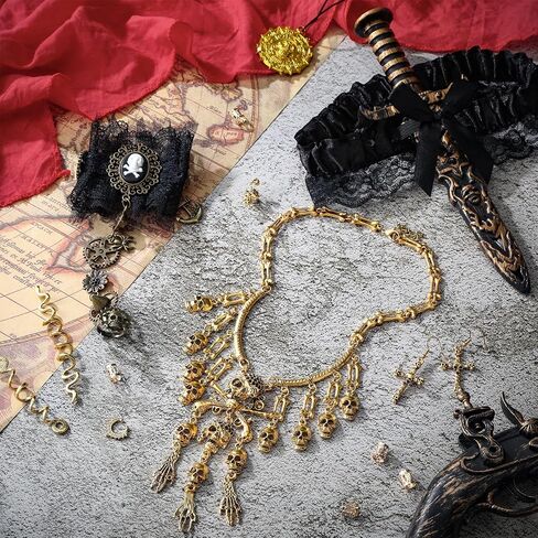 26 Pcs Women Pirate Costume Accessories Set Pirate Head Scarf Sash Pirate Bracelet Necklace Jewelry Set for Cosplay in Saudi Arabia