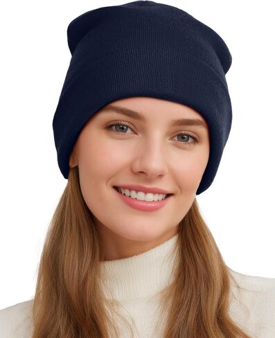 Womens Satin Lined Beanie Wool Knit Cuffed Warm Winter Hats for Women Men Soft Slouchy Silk Lining Beanies Skull Cap in Kuwait