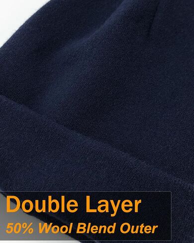 Womens Satin Lined Beanie Wool Knit Cuffed Warm Winter Hats for Women Men Soft Slouchy Silk Lining Beanies Skull Cap in Kuwait