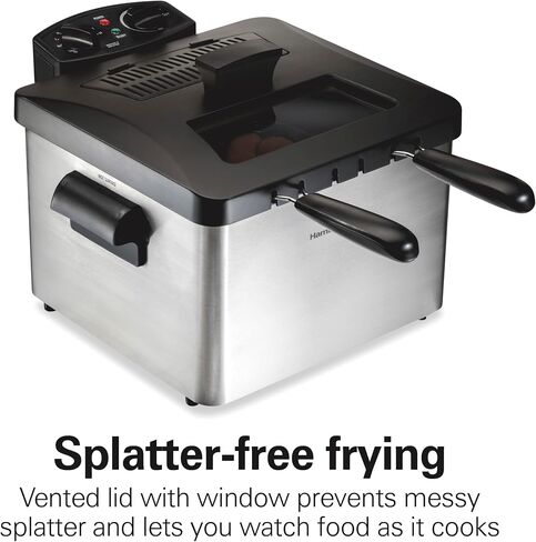 Hamilton Beach Professional Style Electric DeepFryer, XL Frying Basket, Lid with View Window, 1800 Watts, 19 Cups / 4.5 Liters Oil Capacity, Stainless Steel (35035A) in Saudi Arabia