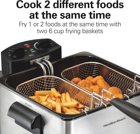 Hamilton Beach Professional Style Electric DeepFryer, XL Frying Basket, Lid with View Window, 1800 Watts, 19 Cups / 4.5 Liters Oil Capacity, Stainless Steel (35035A) in Saudi Arabia