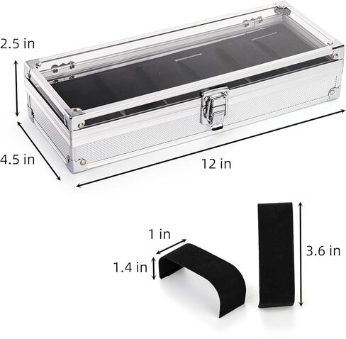 صندوق علبة الساعة، منظم عرض حامل للساعة بـ 6 فتحات مع غطاء أكريليك، وسادة ساعة قابلة للإزالة، تخزين مجموعة مجوهرات الساعات للرجال والنساء in Kuwait