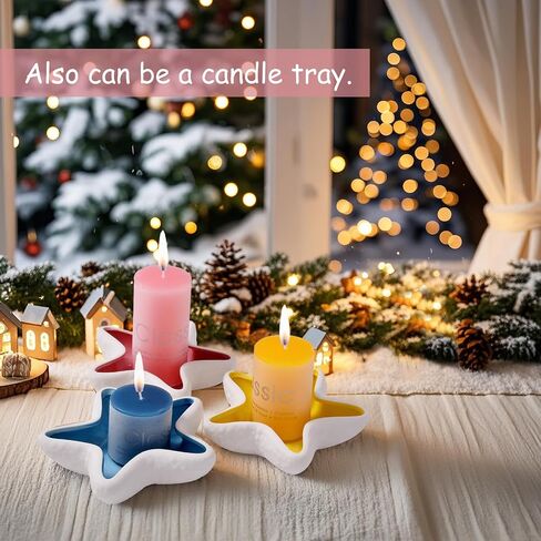 Starfish Ceramic Jewelry Tray, Blue Shell Trinket Dish, Ocean-themed Ring Holder Dish Decorative Plate for Earrings Necklaces Bracelet Watch Key, Coastal Beach Room Decor in Saudi Arabia