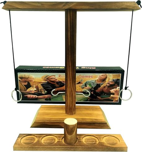 Ring toss Game for Adults and Kids, Ring toss with Shot Ladder, Larger Base to Ensure Stability, Fast-paced Interactive Ring and Hook Game Ring toss, Wooden Clash toss Game in Saudi Arabia