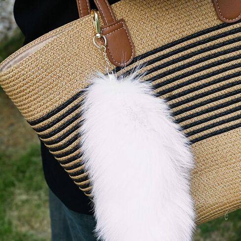 Ikacvb Cute Therian Tail Furry Fox Tail Keychains For Women Mom Sister Furry Tail For Cosplay Handbag Accessories Christmas in Saudi Arabia