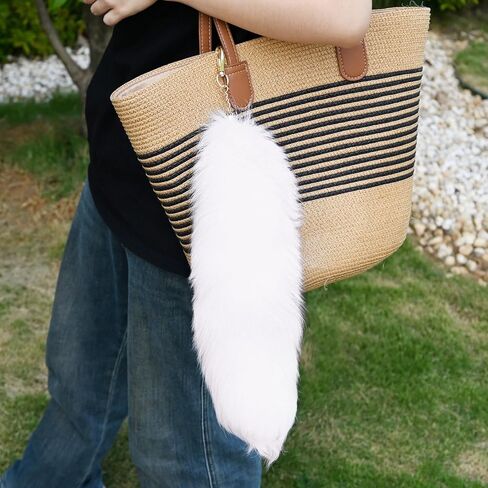Ikacvb Cute Therian Tail Furry Fox Tail Keychains For Women Mom Sister Furry Tail For Cosplay Handbag Accessories Christmas in Saudi Arabia