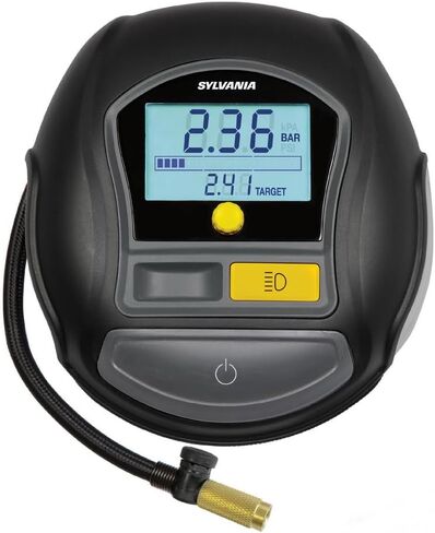 Sylvania Rapid Portable Tire Inflator - Fast Portable Air Compressor - For Cars Tires, Bikes & More - Digital Dial on Car Tire Inflator - 3 Piece Adapter Set in Saudi Arabia