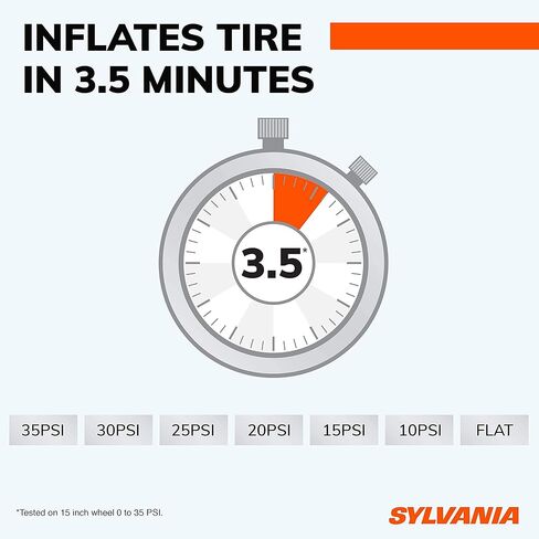 Sylvania Rapid Portable Tire Inflator - Fast Portable Air Compressor - For Cars Tires, Bikes & More - Digital Dial on Car Tire Inflator - 3 Piece Adapter Set in Saudi Arabia
