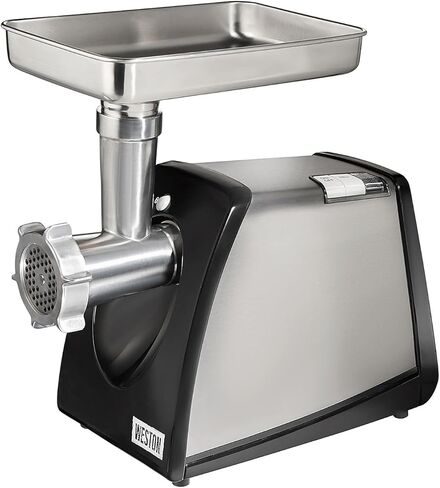 Weston Electric Meat Grinder & Sausage Stuffer, Num. 5 500 Watt, 5/8 HP Motor, Grinds 2 lbs Per Minute, Includes Stainless Steel Grinding Plates, Black (82-0330-W) in Kuwait