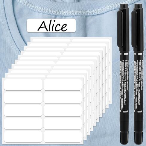 100 قطعة من ملصقات الملابس بدون حديد مقاومة للماء ذاتية اللصق من القماش لملصقات غسيل الملابس مع قطعتين من قلم التحديد الأسود للبالغين والمخيم والمنزل والرعاية النهارية ومنزل التمريض 1.75 × 0.59 بوصة in Kuwait