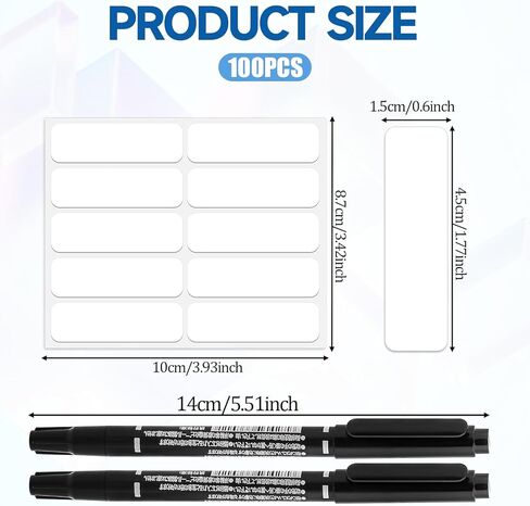 100 قطعة من ملصقات الملابس بدون حديد مقاومة للماء ذاتية اللصق من القماش لملصقات غسيل الملابس مع قطعتين من قلم التحديد الأسود للبالغين والمخيم والمنزل والرعاية النهارية ومنزل التمريض 1.75 × 0.59 بوصة in Kuwait
