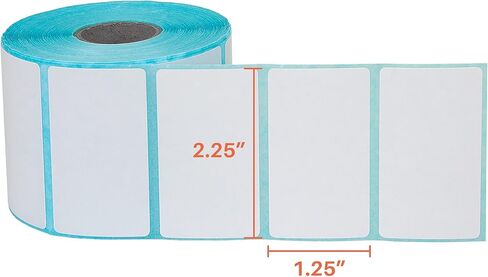 ESSENTIAL 50 Roll 2 1/4 x 1 1/4 Inch Direct Thermal Labels, 1000 Labels of Roll, Permanent Adhesive, Perforations Between Labels (50 Rolls, 50000 Labels) in Kuwait