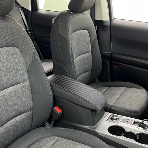 غطاء مسند ذراع لوحدة التحكم المركزية للسيارة Ford Bronco Sport 2021 2022 2023/Ford Escape 2020-2023 ملحقات جلدية مضادة للخدش غطاء مسند ذراع مركزي واقي وسادة تزيين-ألياف الكربون + أسود in Kuwait