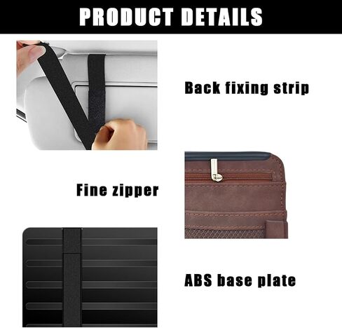 Car Sun Visor Organizer, Soft Leather Surface Eyeglasses Note Card Holder Car Storage Bag, Scratch-Resistant Waterproof Auto Sunshade Organizer Bag, Car Accessories (Brown) in Saudi Arabia