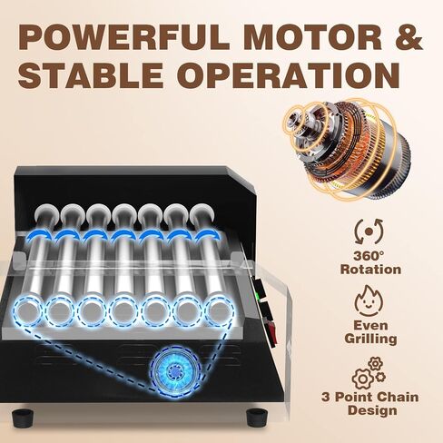 WantJoin Hot Dog Grill Machine, Commercial Electric Hot Dog roller Sausage Machine Hot-dog 7 Roller Grill Cooker Machine (silver) in Saudi Arabia