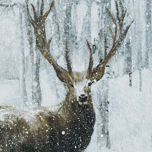 ArtbyHannah 20x28 بوصة عيد الميلاد قماش جدار الفن، مؤطرة ديكور جدار عيد الميلاد، جدار الفن الشتوي مع الغزلان في الغابة الثلجية، ديكور عيد الميلاد الرنة لتزيين جدار عيد الميلاد in Kuwait