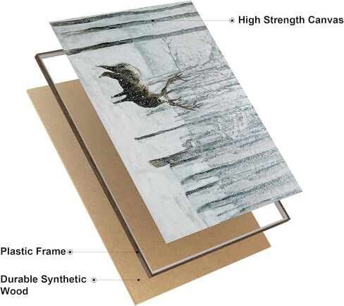 ArtbyHannah 20x28 بوصة عيد الميلاد قماش جدار الفن، مؤطرة ديكور جدار عيد الميلاد، جدار الفن الشتوي مع الغزلان في الغابة الثلجية، ديكور عيد الميلاد الرنة لتزيين جدار عيد الميلاد in Kuwait