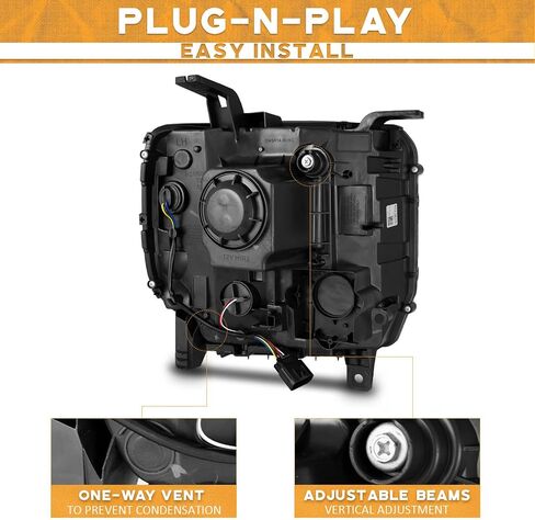 Headlights Assembly for 2014-2018 GMC Sierra 1500/2015-2019 GMC Sierra 2500HD / 2015-2019 GMC Sierra 3500HD Replacement Pair Set Black Housing Amber Reflector in Kuwait