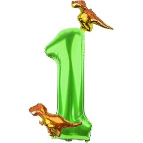 Dinosaur Number 3 Ballloon, 40 Inch Green Number 3 Balloon, Mini Dino Foil Balloons Baby Dinosaur Balloons for Kid Dino Theme Jungle 3rd Birthday Baby Shower Party Decorations